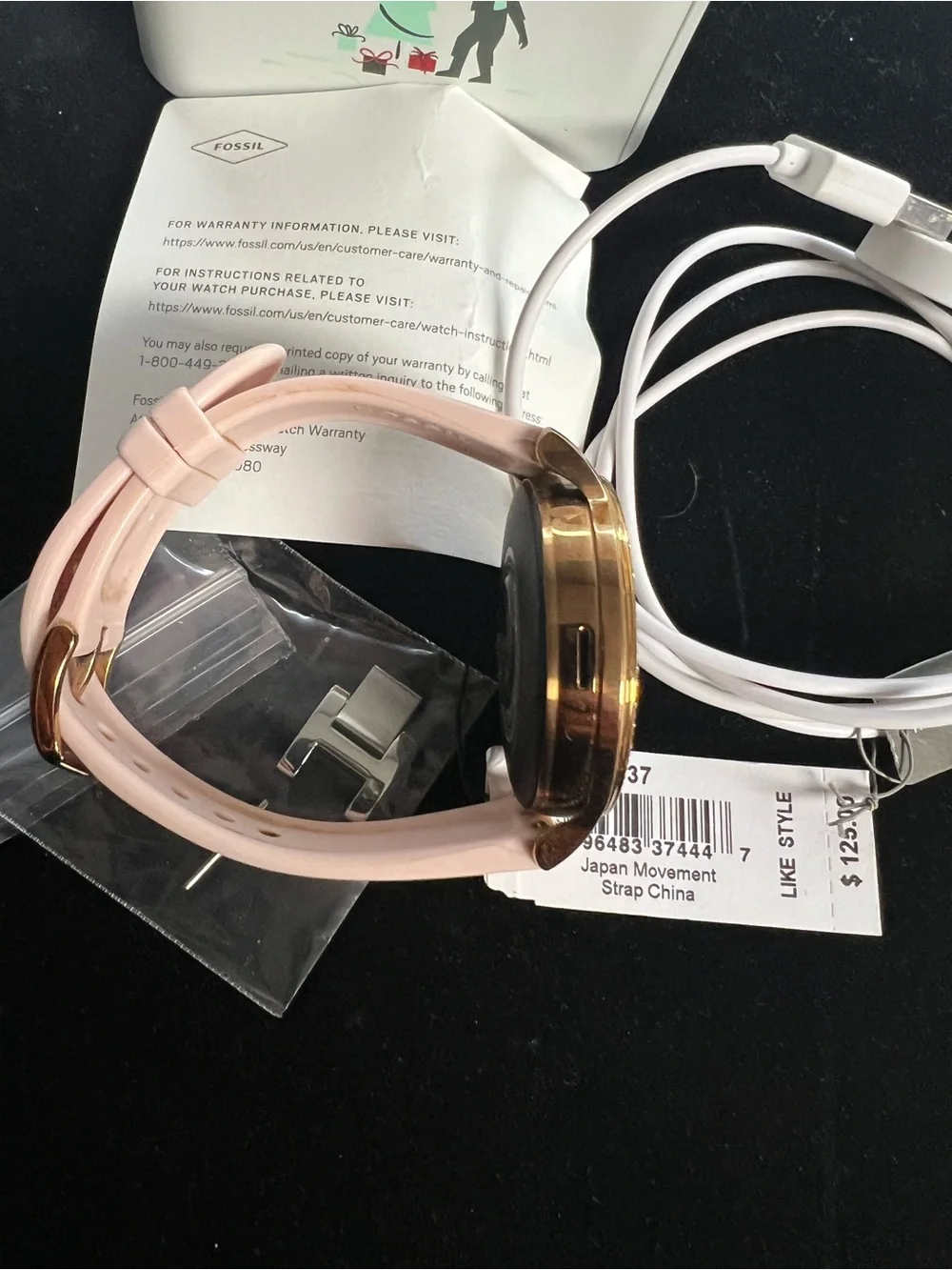Fossil Pink Silicone Smartwatch with Rose Gold Crystal Bezel